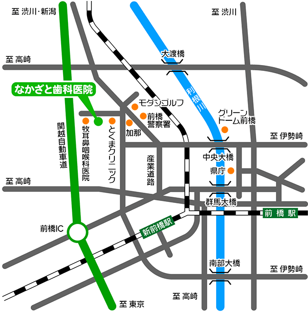 なかざと歯科医院へのアクセスマップ